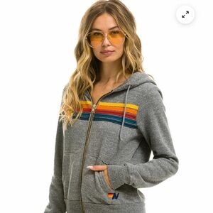 Aviator Nation Heather Gray Hoodie 5 stripe. Size S. Excellent condition.